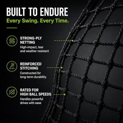 Golf Practice Net – Compact Golf Hitting Net with Steel Frame and Side Net Protection – Indoor & Outdoor Golf Training Net for Backyard, Garage, or Simulator Use 7.5 & 10 ft - size: 7.5 Feet Wide