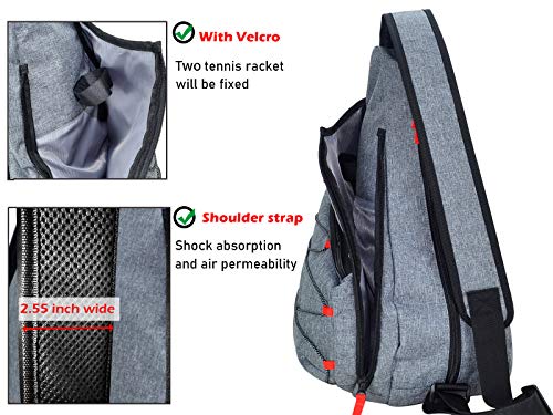 Tennis Bag for Men Women, Racquetball Pickleball Paddle Squash Sling Bags Crossbody Sports Backpack Adult with USB Charge Port
