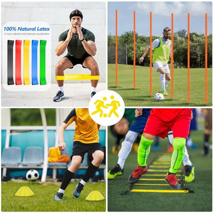 Haootadiy Soccer Agility Training Poles Equipment |Adjustable Soccer Equipment for Training Includes 6 Flexible Agility Poles