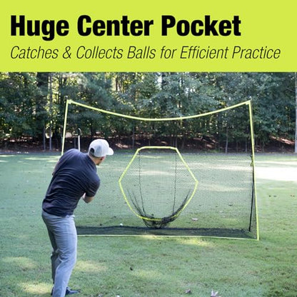 Square Golf Net, 10 x 7 ft Practice and Chipping Net With Target Pocket and Carry Bag for Backyard, Garage, and Indoors