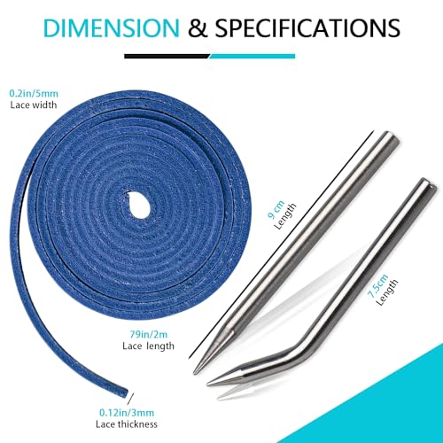 Baseball Glove Lace, Mitt Lace Repair Kit Softball 2 Leather Laces and 2 Lacing Needles for Catcher's Glove - color: Blue