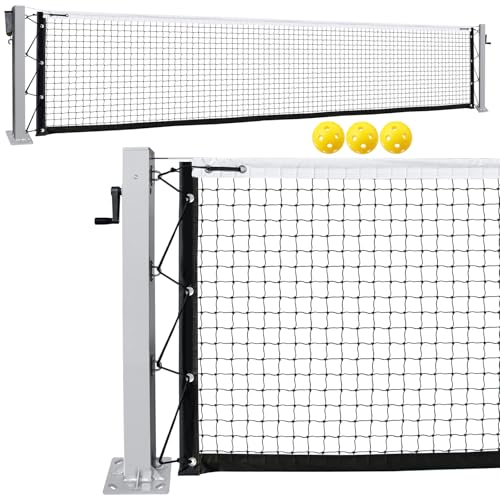 Pro Pickleball Net Portable with Wheels – 22ft Heavy Duty Pickleball Net System with Sturdy Aluminum Frame for Outdoor & Indoor – Nylon Net & Carrying Bag for Pickleball, Tennis, Badminton - style: Surface Mount