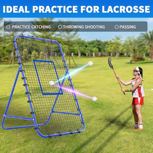 7x4 FT Volleyball Rebounder Net，Ultimate Training Equipment for Volleyball & Lacrosse，Enhanced Bouncing System for Volleying, Bumping, Spiking Drills，Multiple Adjustable Rebound Angles