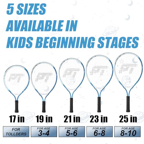 PICKLETECH Kids Tennis Racket for Junior Toddlers Starter Kit 17-25" Tennis Racquet for Girls and Boys with Carry Bag, Lightweight for Beginners