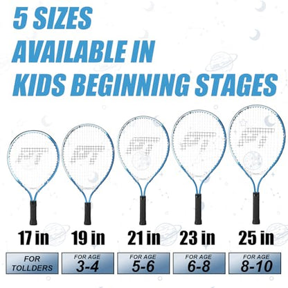 PICKLETECH Kids Tennis Racket for Junior Toddlers Starter Kit 17-25" Tennis Racquet for Girls and Boys with Carry Bag, Lightweight for Beginners