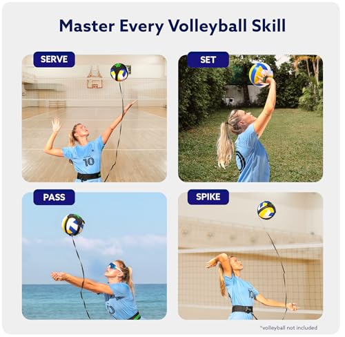 MOTOMY™ Volleyball Training Equipment Aid ‘VolleyPal’ – Solo Rebounder Trainer for Serve, Spike, Set & Pass; Indoor and Outdoor Practice Gear Volleyball Gifts for Teen Girls