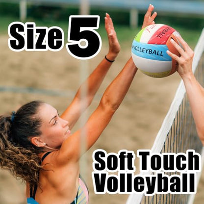Size 5 Volleyball with Pump, Waterproof Solf Beach Volleyball for Indoor Outdoor Match Games