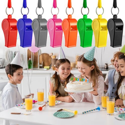 TINSKY 48 Pcs Sport Whistle with Bracelet, 6 Colors Loud Plastic Whistles for Coaches, Referees, Officials, Birthday Party Gift, Emergency Training, the 2026 World Cup Festivals