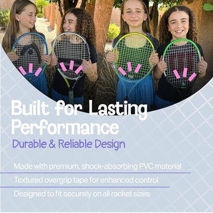 Racket Pets Kids Tennis Racket Dampener & Matching Overgrip Tape, Performance Shock Absorbing Dampener for Tennis Racket & Fun Animal Print Tennis Wrap Grip Tape - style: Unicorn