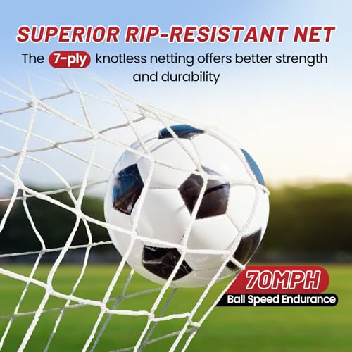 Bearwill Soccer Goal, 12X6FT Soccer Net Easy Setup, Portable Soccer Goals for Backyard with Upgraded Collapsible Metal Base, Outdoor Indoor Soccer Goal Net for Practice with Carry Bag