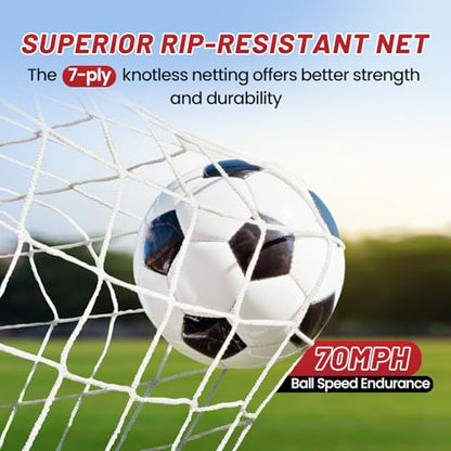 Bearwill Soccer Goal, 12X6FT Soccer Net Easy Setup, Portable Soccer Goals for Backyard with Upgraded Collapsible Metal Base, Outdoor Indoor Soccer Goal Net for Practice with Carry Bag