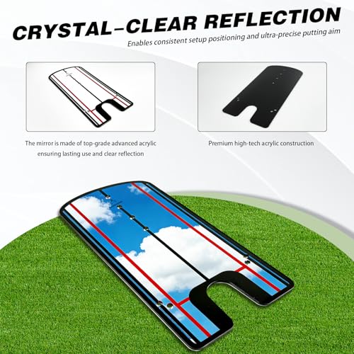 Putting Mirror Alignment Training Aid – Golf Putting Practice Tool for Improved Accuracy & Consistency Indoor Outdoor