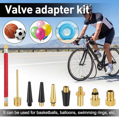 Styquenzer 21 Pcs Presta to Schrader Valve Adapter, Schrader Valve Adapter Ball Needles for Air Pump Bike Tire Pump Accessories Fit for Gym Equipment Ball Tire