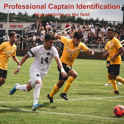4 Pcs Captain Armbands for Football Soccer Training, Adult & Youths Elastic Breathable Adjustable Sports Arm Band Kids Junior Captain Armband Sport Accessory Black