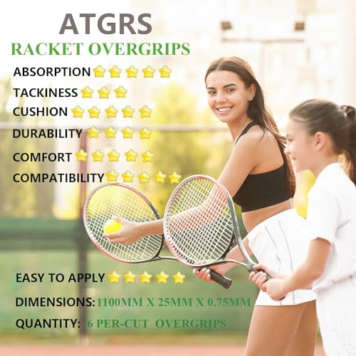 Tennis Grip Tennis Racket Grip Tape Absorbent Anti-Slip Tennis Overgrip for Tennis Badminton Pickleball Racquet Handle Overgrips and Overwraps, Embossed Surface - color: 6 Green Grips