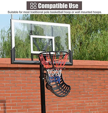 Basketball Hoop Returner Shot Return Apparatus - Attachment Black Ball Supports 360° Rotating Shooting Aid Trainer