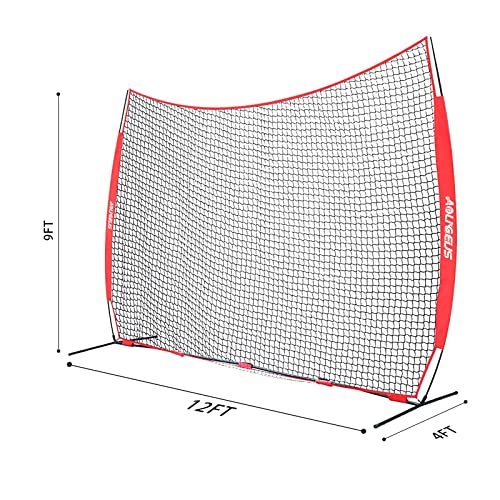 Sports Barrier Net,Sports Net,Barricade Backstop Net,Perfect for Baseball,Softball,Soccer, Basketball,Lacrosse - style: 12X9Ft-Red
