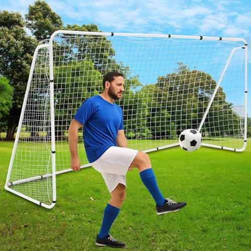 Liliful 12 x 6/10 x 6.5/8 x 5 ft Soccer Goal for Backyard Portable Soccer Net and Steel Weatherproof Frame Folding Goals with 6 Ground Stakes for Adults Youth Outdoor Training Competition