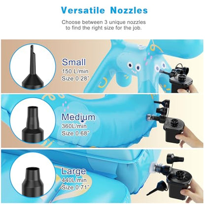 Electric Air Pump for Inflatables,Portable Quick-Fill Air Pump with 3 Nozzles,110-120V, Inflator & Deflator Pumps for Outdoor Camping, Air Mattress Beds,Boats,Inflatable Cushion,Couch,Pool Floats
