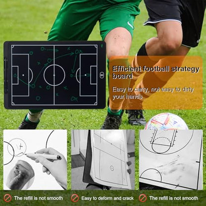 Magnetic Electronic Soccer Coach Board, 15 inch LCD Football Lineup Board Set with Stylus Pen, Dry Erase Markers and Carry Bag, for Soccer Game,Training,Teaching