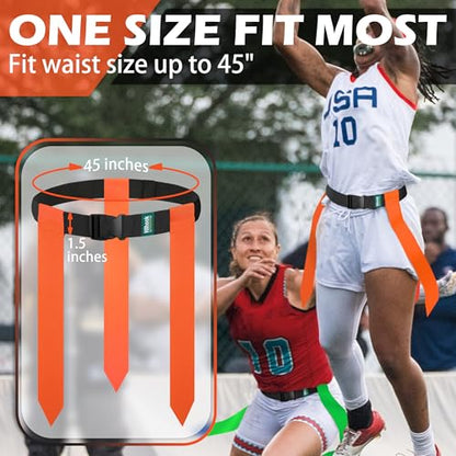 Flag Football Belts for Youth, Kids and Adults Sport Team Building and Competition Training - color: Orange