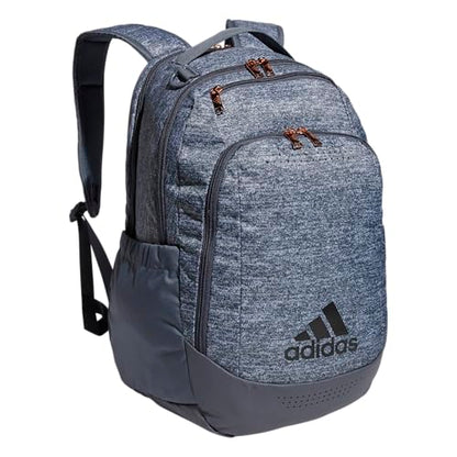 adidas Defender Sports Backpack with Shoe Compartment, Soccer Bag - color: Jersey Onix Grey/Onix Grey/Rose Gold