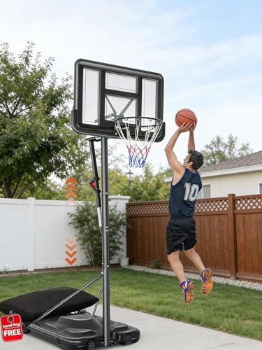 Basketball Hoop Outdoor 10ft Adjustable Portable Basketball Hoops & Goals System for Teens Youth and Adults in Backyard/Driveway/Indoor, 45 Inch Shatterproof Backboard, Fillable Base
