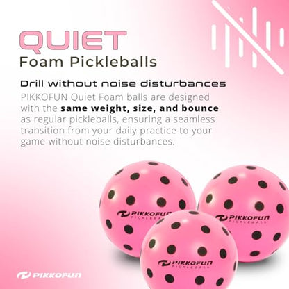 Silent Pickleball Balls - Quiet Foam Pickleballs for Indoor and Outdoor Practice - Includes 3 Balls and Tube - 3 Pack Soft Pickleballs - color: B-Pink