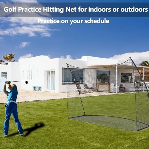 Golf Practice Hitting Net, 10 x 7 ft x 3 ft Portable Golf Nets Personal Driving Range for Swing Chipping, with Carry Bag for Backyard Outdoor Indoor Use