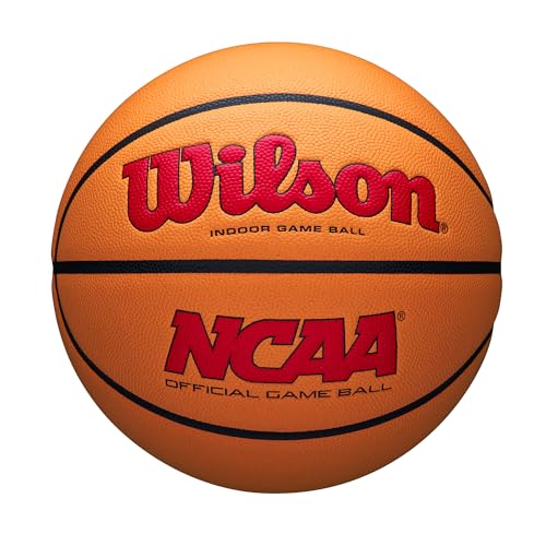WILSON NCAA Evo NXT Official Indoor Game Basketballs - Sizes 6 and 7 - color: Scarlet/Orange, size: Size 7 - 29.5"