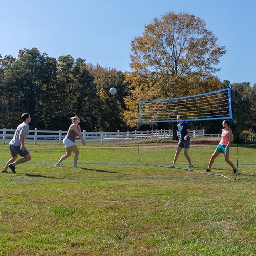 Outdoor Volleyball Net for Backyard. 12FT/20FT/32FT, 4 Adjustable Height Options, Ball with Pump, Boundary Markers, Carry Case and Stakes Included