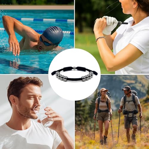 Golf Score Counter Bracelet, 10 Stainless Steel Beads, 2mm Cord Adjustable Golf Stroke Tracking Baseball Swimming Sport Golf Gift for Men and Women - style: Black