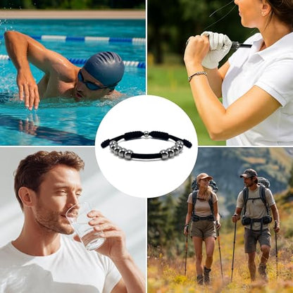 Golf Score Counter Bracelet, 10 Stainless Steel Beads, 2mm Cord Adjustable Golf Stroke Tracking Baseball Swimming Sport Golf Gift for Men and Women - style: Black