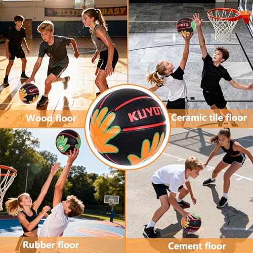KUYOTQ Size 5/6 Basketball 27.5"/28.5" for Kids Youth Womens with Visual Hand Print Guide, for Shooting Practice, Correct Shooting Form and Improve Accuracy, Essential Basketball Training - size: Size 5 Kids & Youth - 27.5" Ages 4-10