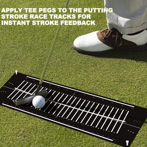 Silipull Golf Putting Mats Practice Indoor 30 x 8.27 Inch Golf Putting Practice Training Aid Alignment Track Green Mat Exercise Putter Training Supplies - color: Black