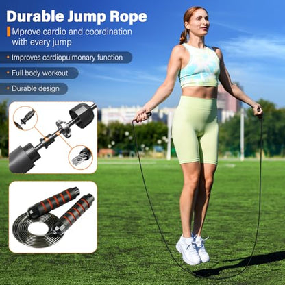 Agility Ladder Speed Training Equipment Set, Kids Soccer Goals for Backyard Set, 20ft Agility Ladder,12 Soccer Cones,4 Hurdles, Jump Rope, Running Parachute, Basketball Football Soccer Training Equipm