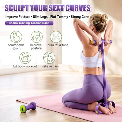 Foot Pedal Resistance Bands with Handles, 6-Tube Multifunction Exercise Bands, Durable Home Gym Fitness Equipment - color: Purple