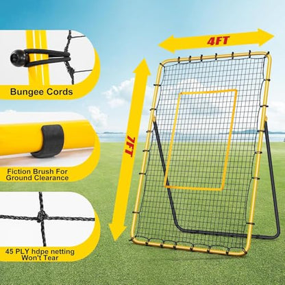 Volleyball Rebounder Net 7x4 ft -5 Angles Adjustable, Outdoor Portable or Home Training Equipment, Backyard Volleyball Trainer with Rebound Net, with Travel Bag