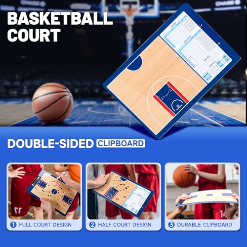 Basketball Dry Erase Coaches Clipboard，Waterproof Basketball Clipboard for Coaches Double-Sided Basketball White Board for Coaches Writable and Erasable Basketball Dry Erase Board for Coaches （Blue）