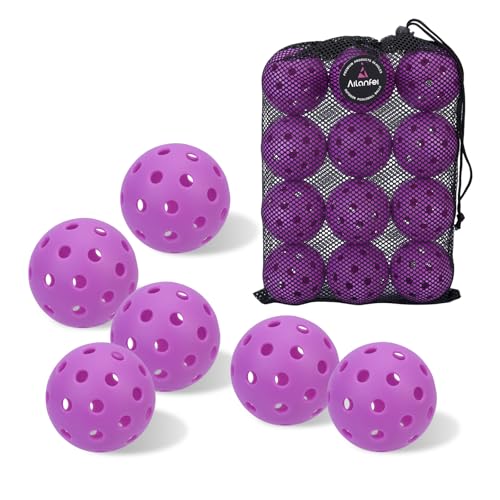 Pickleball Balls 6 Pack | 12 Pack- 40 Holes Outdoor Pickleball with Bag, Perfectly Balanced, High Bounce, Crack-Resistance，USAPA Standard - Multiple Colors - color: Purple, size: 12 pcs