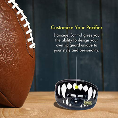 DAMAGE CONTROL Pacifier Mouthpiece – Football Mouthguard with Helmet Strap, Protects Teeth, Jaw & Mouth – Mouth Piece for Sports, No Boiling, Allows Airflow – Gear for Adults & Youth (Fangs) - color: Fangs