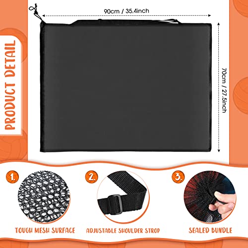 Woanger 3 Pcs Thickened Extra Large Sports Ball Bag Mesh Soccer Net Ball Bag Drawstring Bags Team Work for Holding Basketball, Volleyball, Baseball with Shoulder Strap, 35.4 x 27.5 Inch - color: Black