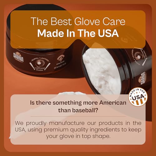 SARNA BASEBALL Glove Conditioner, Cream, 4 Oz – Break in Faster, Keep Leather Maintained – Glove Conditioner for Mitts & Softball Gear Made in USA - size: 4oz Baseball