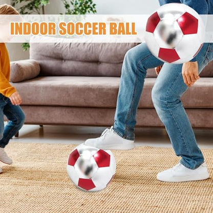 Inflatable Soft Football, Simulation Soccer Ball, 9.84 Inches Beach Toy with Leakproof, Elastic PVC Spheres, Indoor Play Toy with Bounce Design, Blow Up Football for Outdoor Use - color: Cloth Red