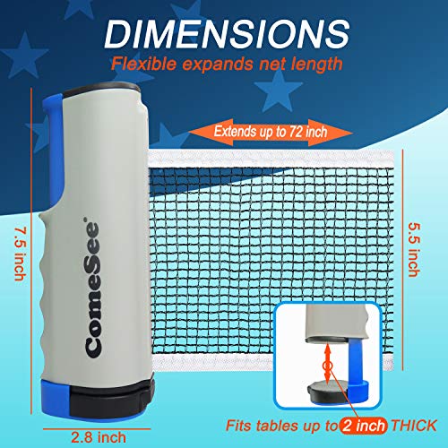 Comesee Retractable Ping Pong Net for Any Table, Table Tennis Nets and Posts Equipment for Replacement - color: gray