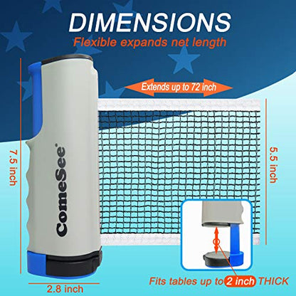 Comesee Retractable Ping Pong Net for Any Table, Table Tennis Nets and Posts Equipment for Replacement - color: gray