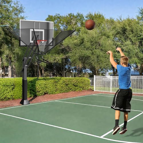 Basketball Rebounder Net Return System Machine Portable Suspended Shooting Basketball Rebounder Device Heavy Duty Basketball Training Equipment with 360°Rotating Track for Continuous Solo Practice