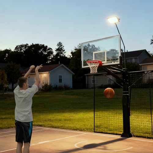 Basketball 2-in-1 Backstop Net+Light Mount System, Standalone Backstop Net, Standalone Light Mount Frame for Backyard Family Play, Fits Standard Hoops(Light NOT Included) - size: 6"×6", style: 2 in 1 Backstop Net & Light Frame System