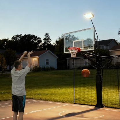 Basketball 2-in-1 Backstop Net+Light Mount System, Standalone Backstop Net, Standalone Light Mount Frame for Backyard Family Play, Fits Standard Hoops(Light NOT Included) - size: 6"×6", style: 2 in 1 Backstop Net & Light Frame System