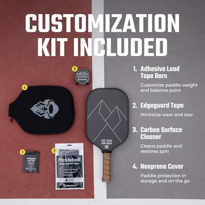Bison Paddles: Thermoformed Carbon Fiber Pickleball Paddle - Professional Grade Construction for Maximum Spin and Power | Paddle Tuning Kit Included - color: The Peak